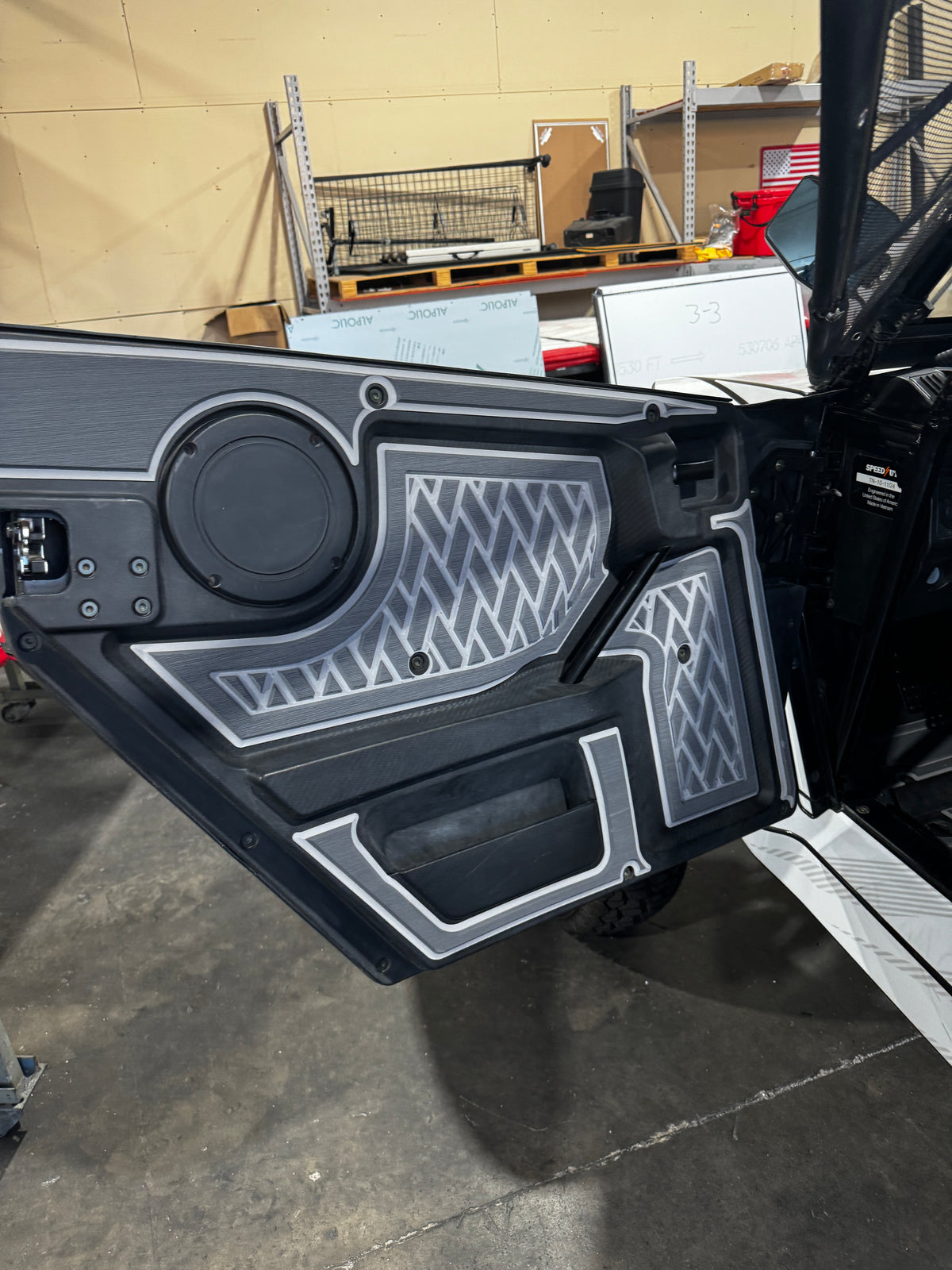aftermarket door with foam kits on speed utv