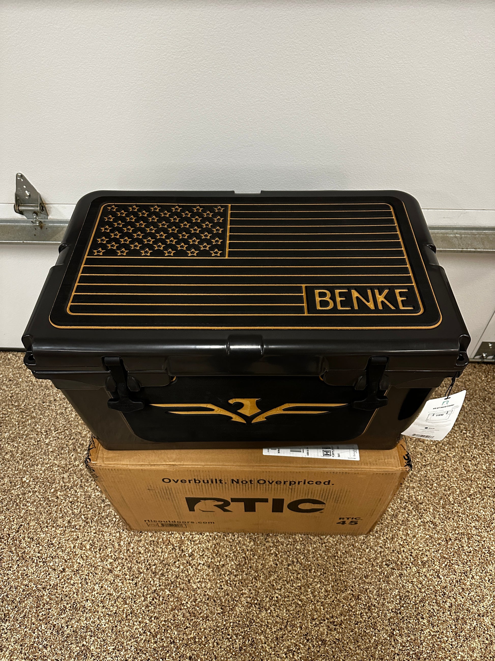 usa flag cooler top, yeti cooler top, rtic cooler, custom coolers