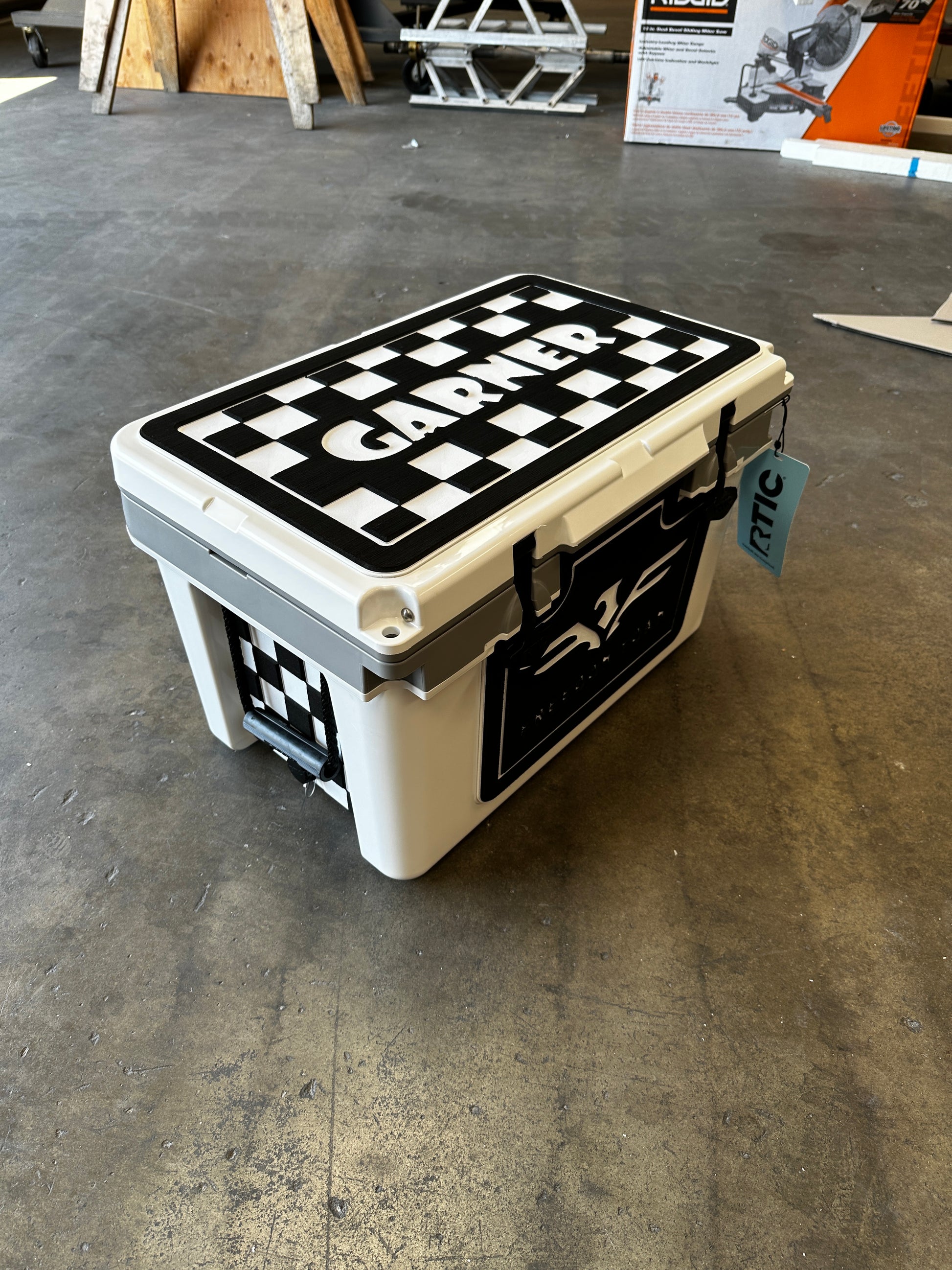 checkered cooler pad, custom foam yeti, rtic with checkers