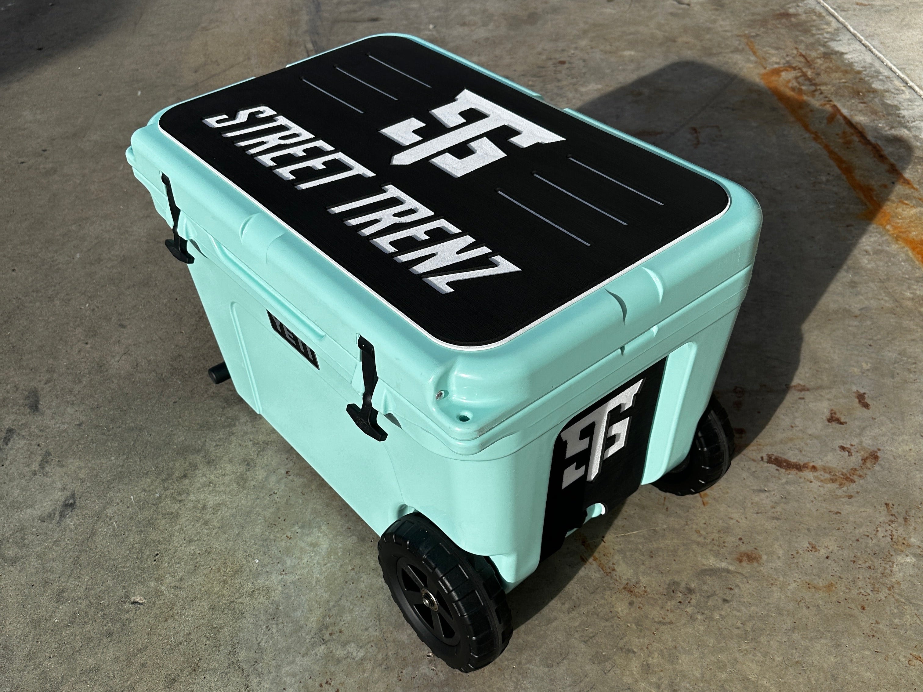 custom eva foam on yeti, yeti with wheels, custom wheeled yeti with foam pad